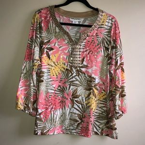 ☀️ NWOT tropical sparkly Cathy Daniels top